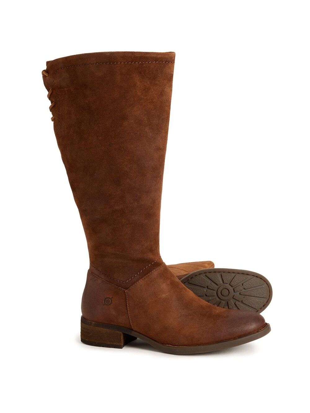 BORN NWT $220 Hayden Brown suede knee hi boots with lace-up back Size 7